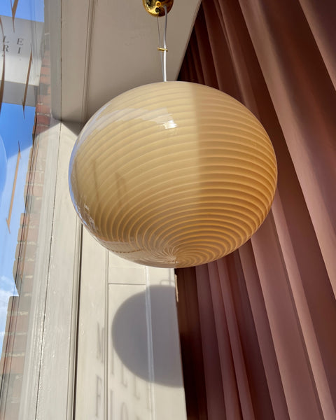 Vintage oval yellow swirl Murano ceiling lamp (D45)