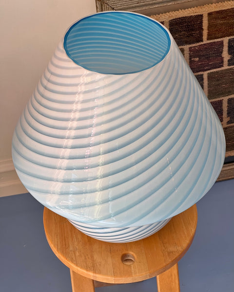 Vintage light blue Murano mushroom table lamp - Large