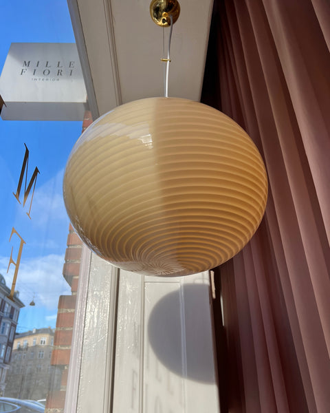Vintage oval yellow swirl Murano ceiling lamp (D45)
