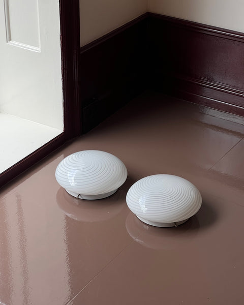 Vintage Murano white swirl ceiling/wall lamp (D28)