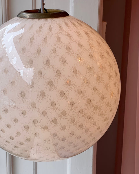 Vintage round white/black dotted Murano ceiling lamp (D40)