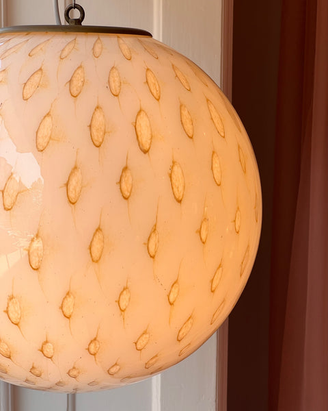 Vintage round white/gold dotted Murano ceiling lamp (D40)