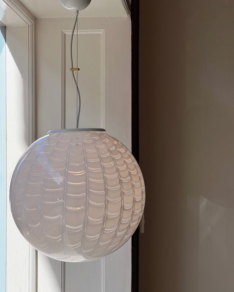 Vintage round white pattern Murano ceiling lamp (D40)