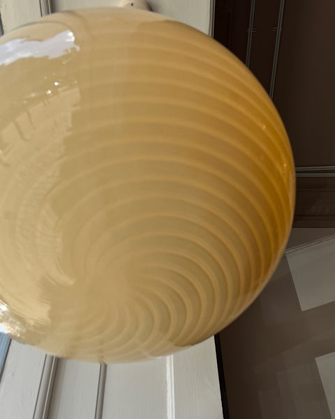 Vintage oval yellow swirl Murano ceiling lamp (D40)