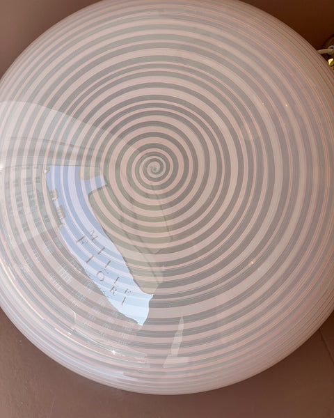 Vintage oval pink / white swirl Murano ceiling lamp (D50)