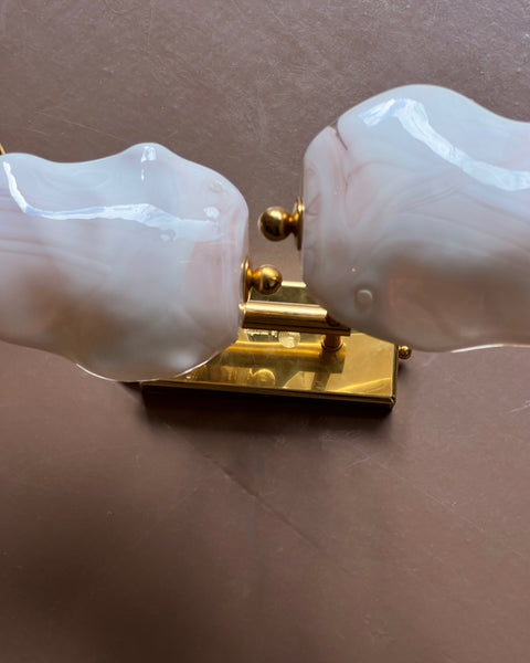 Vintage milky white/pink Murano double wall lamp