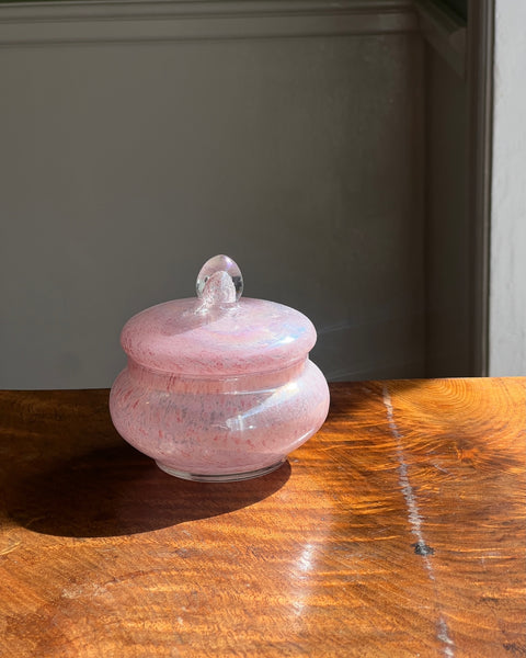 Vintage pink/iridescent Murano bonbonniere