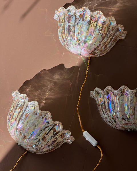 Vintage golden/peach/iridescent Murano wall lamp