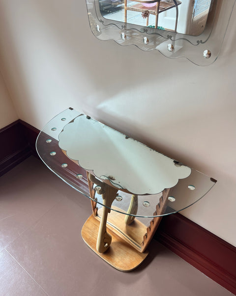 Set of vintage console table and mirror, Italy 1940s