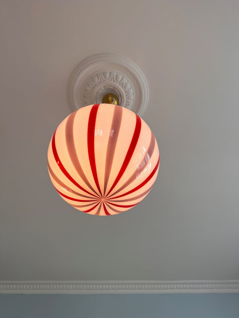 Ceiling lamp - Pink lavender / red vertical stripes (D40)