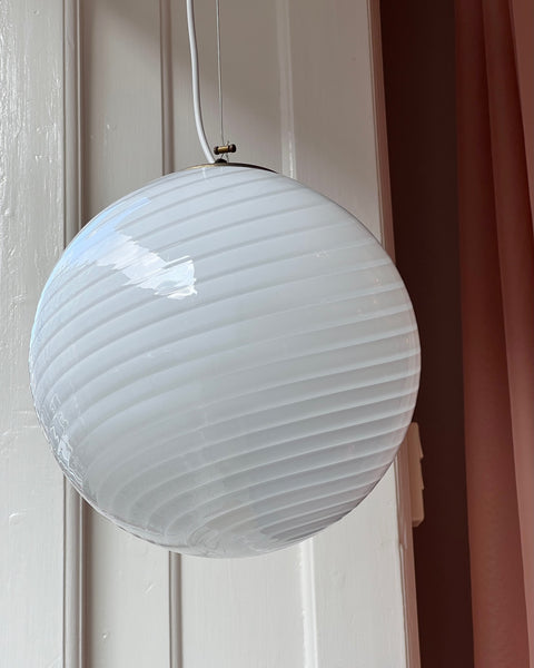 Vintage Murano white swirl ceiling lamp (D30)