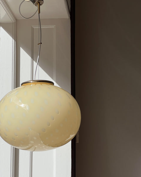 Vintage oval yellow dotted Murano ceiling lamp (D45)