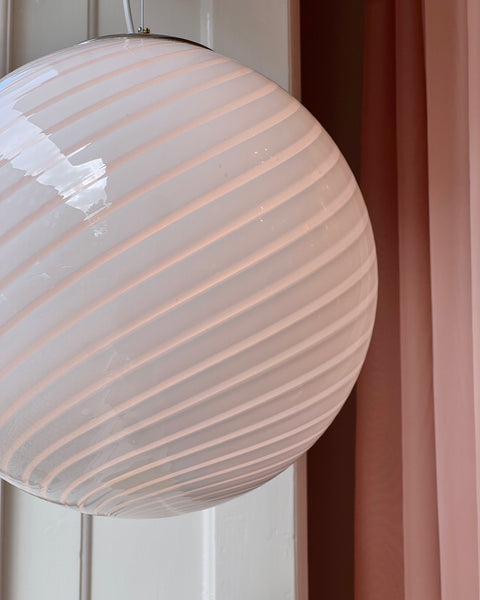 Vintage Murano white swirl ceiling lamp (D40)