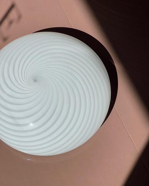 Vintage Murano white swirl ceiling/wall lamp (D38)