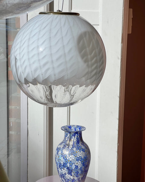 Vintage white clear Anemone Murano ceiling lamp (D35)
