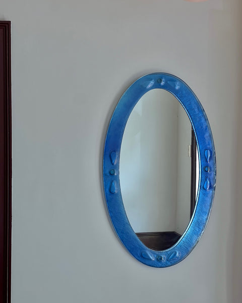 Large vintage Italian mirror with blue mirror frame
