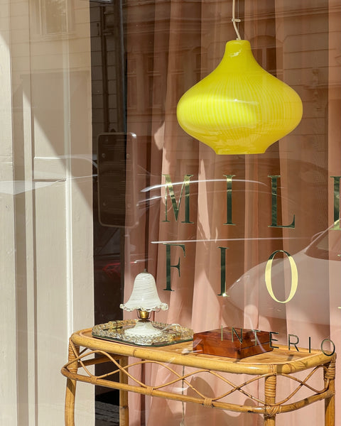 Vintage Massimo Vignelli yellow/white ceiling lamp