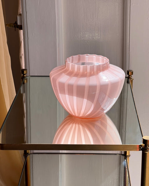 Vintage pink Murano vase with stripes