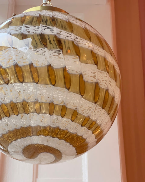 Vintage golden clear Murano ceiling lamp (D28) (1 available)