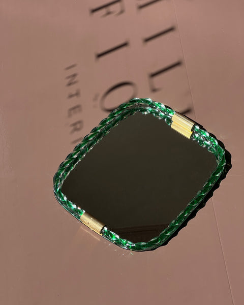 Vintage Italian mirror with twisted clear/green glass frame