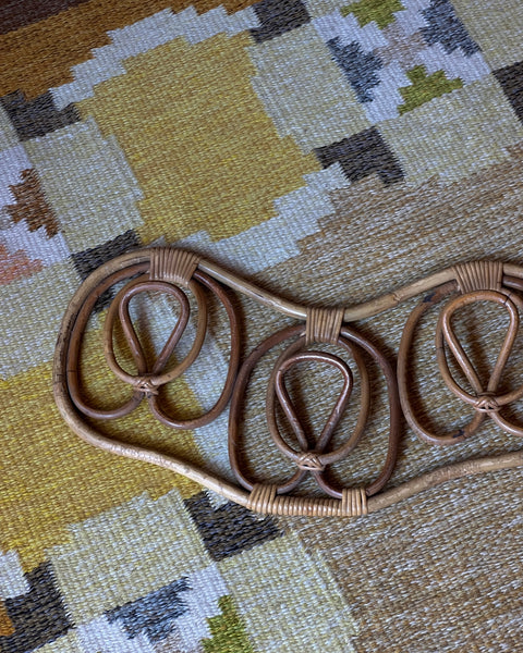Vintage rattan coat rack
