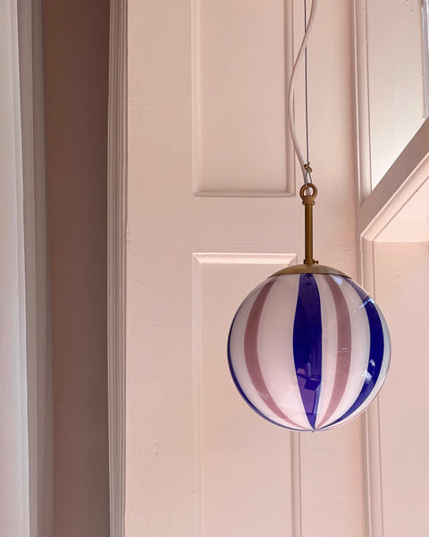 Ceiling lamp - Pink lavender / blue vertical stripes (D20)