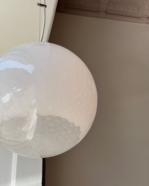 Vintage white clear Murano ceiling lamp (D30)