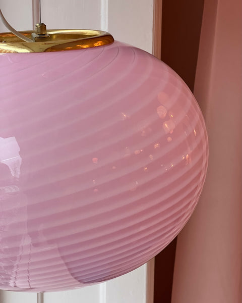 Vintage oval pink swirl Murano ceiling lamp (D45)