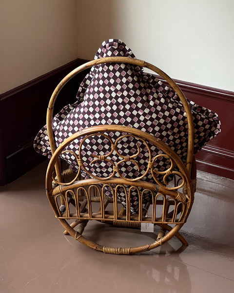 Large vintage rattan magazine holder