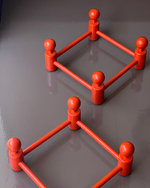 Vintage red wooden coat rack (2 available)