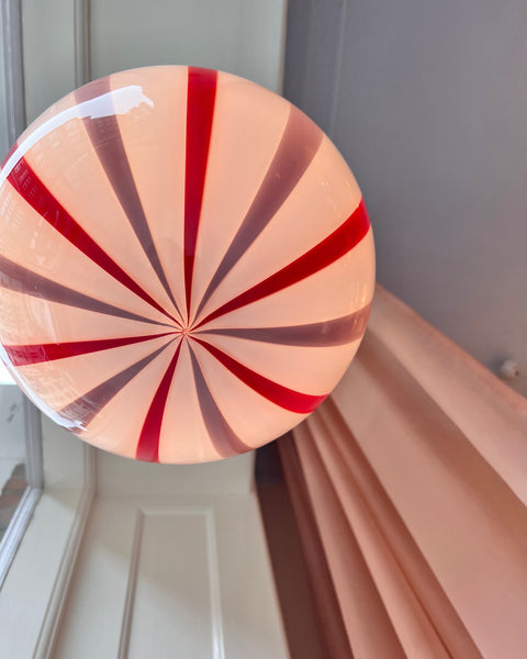 Ceiling lamp - Pink lavender / red vertical stripes (D30)