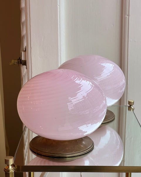 Vintage pink swirl round Murano table lamp (1 available)