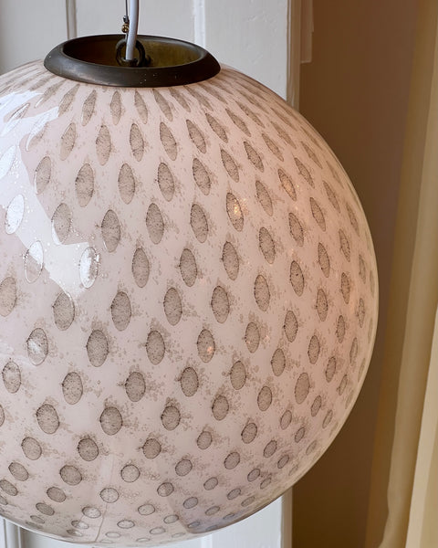 Vintage round white/black dotted Murano ceiling lamp (D40)