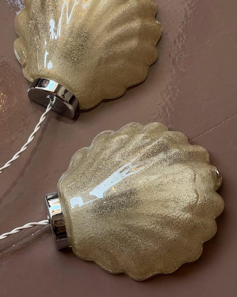 Vintage light yellow Murano shell wall lamps (1 available)