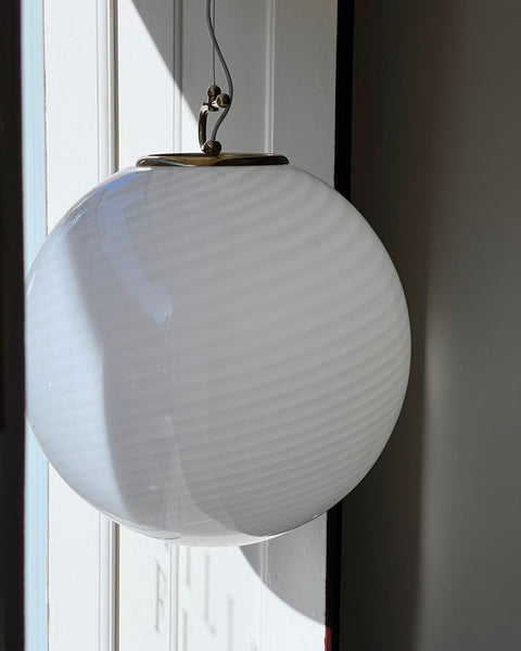 Vintage Murano white swirl ceiling lamp (D50)