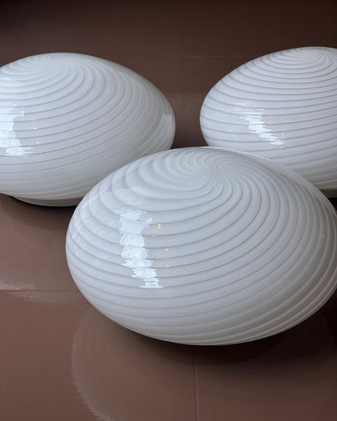 Vintage Murano white swirl ceiling/wall lamp (D36) (2 available)