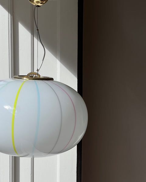 Vintage Murano multi-colored vertical stripes ceiling lamp (D50)