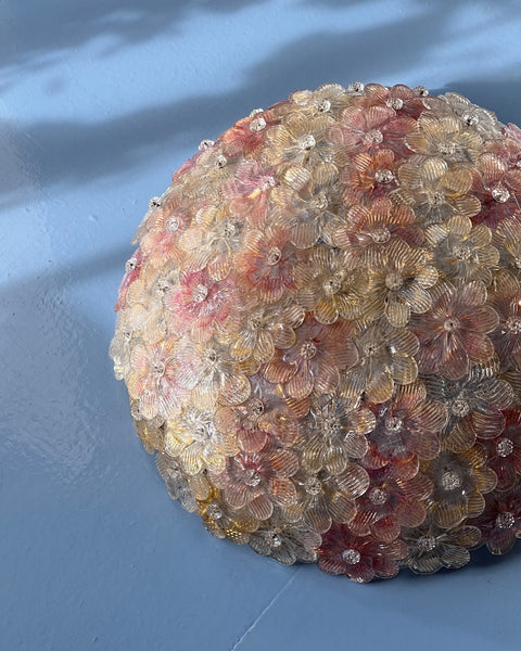 Vintage golden/white/pink Murano flower ceiling/wall lamp (D40)