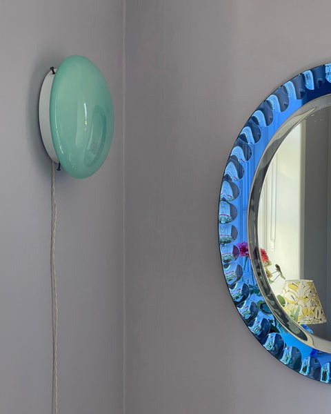 Vintage Murano opal turquoise ceiling/wall lamp (D25) (1 available)