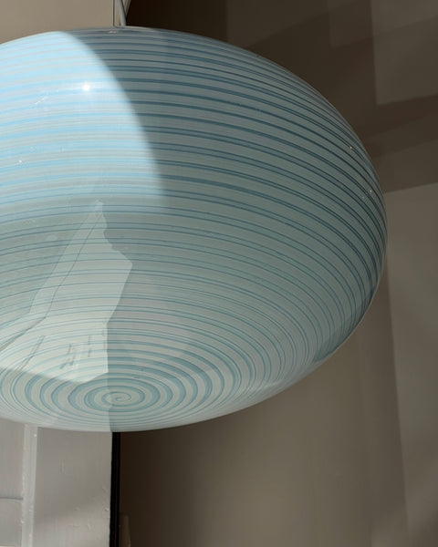 Vintage oval blue / white swirl Murano ceiling lamp (D50)