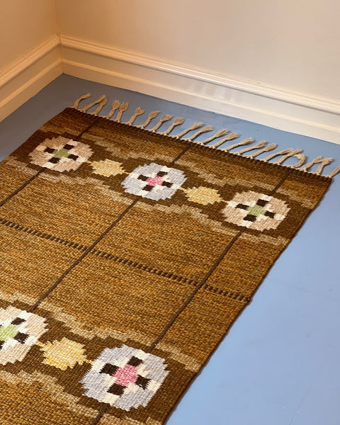 Vintage flat weave rug by Ingegerd Silow (IS)