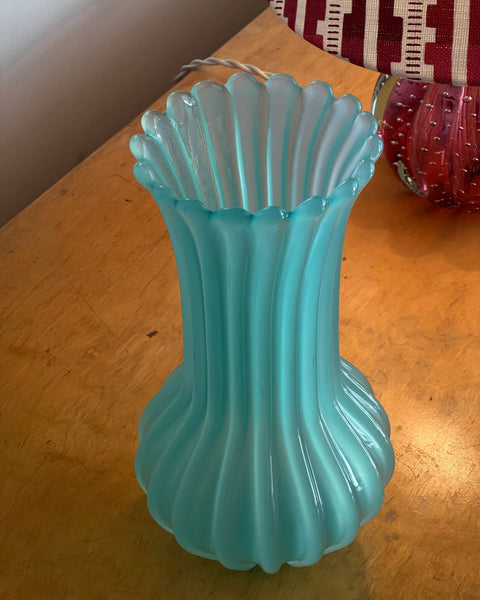 Vintage opal turquoise Murano vase