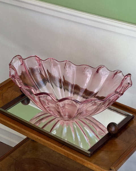 Vintage large pink Murano shell bowl
