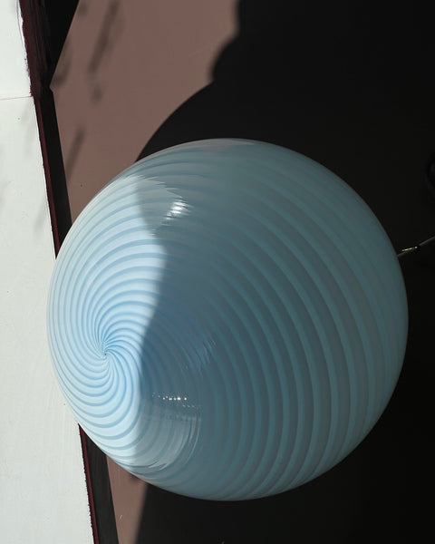 Vintage Murano light blue swirl ceiling lamp (D40)