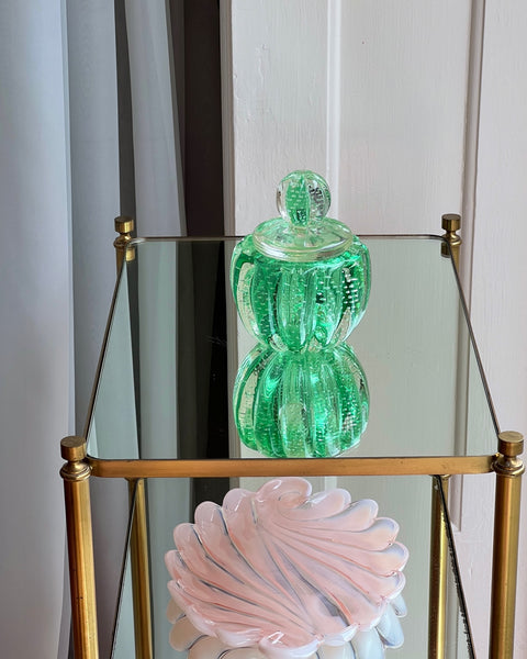 Vintage large green Murano bonbonniere