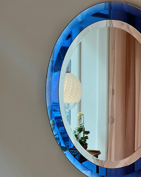 Vintage Italian mirror with blue mirror frame