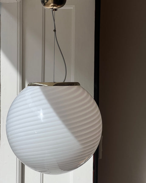 Vintage Murano white swirl ceiling lamp (D35)
