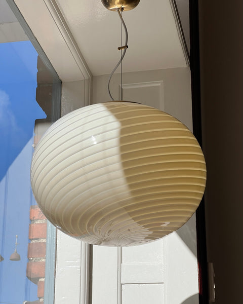 Vintage oval yellow swirl Murano ceiling lamp (D48)