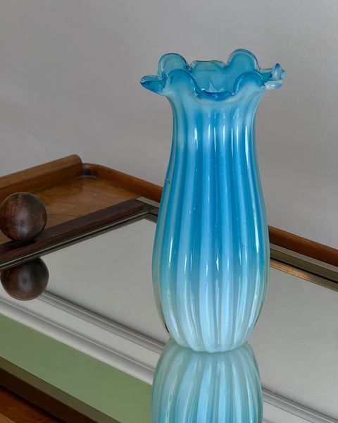 Vintage opal blue Murano vase