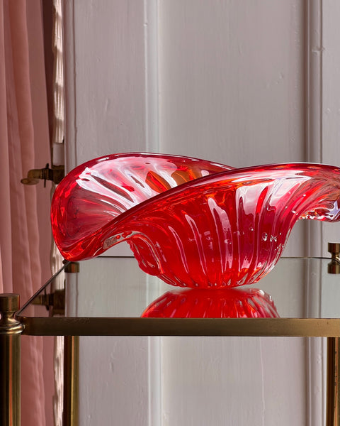 Vintage orange-red Murano shell/bowl